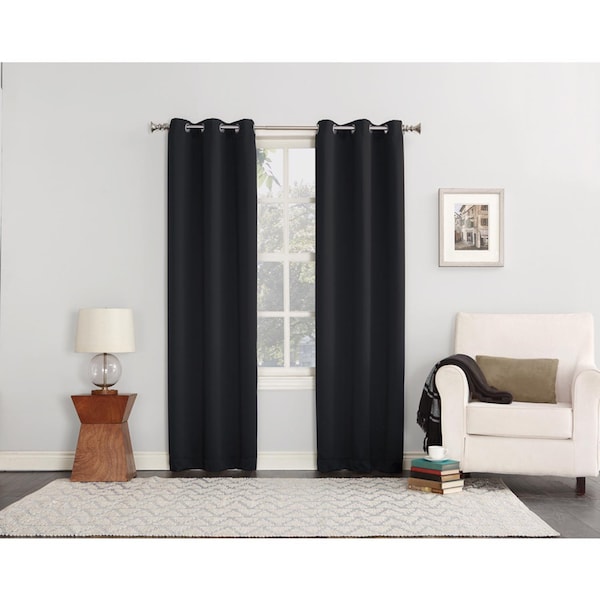 Sun Zero Sun Zero Norwich Black Blackout Curtains 80 in. W X 84 in. L AC-NORWICH84BLK - main